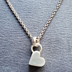 💥FIRM! 925 Sterling Silver Chunky Heart Charm Rolo Link Chain Necklace